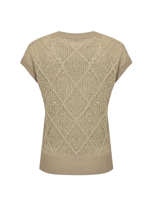 Gilet a rombi in misto lana con paillettes D. Exterior | 616308MAST